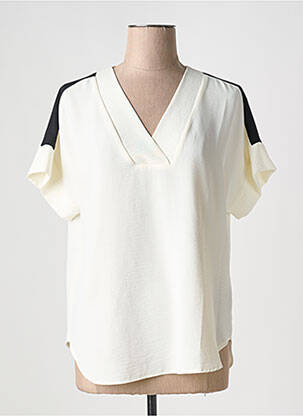 Blouse tissage crêpe manches courtes blanc REVER MILE femme
