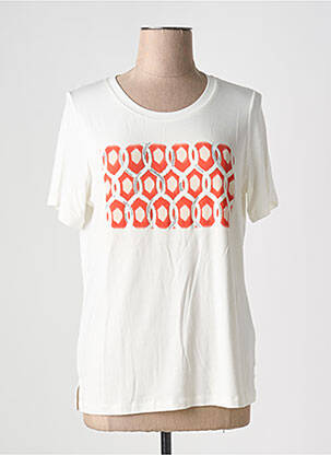 T-shirt sérigraphie avec strass manches courtes blanc TUZZI femme