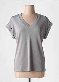 T-shirt col v manches courtes gris NÜ femme