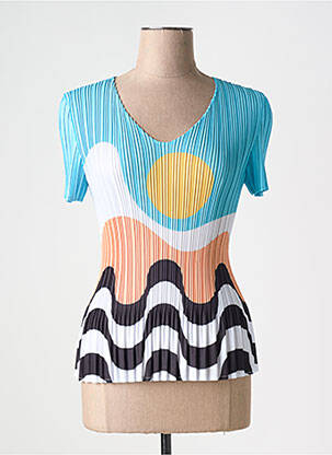 T-shirt imprimé fantaisie manches courtes bleu LEO & UGO femme