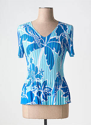 T-shirt col v manches courtes bleu LEO & UGO femme