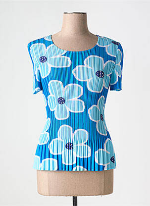 T-shirt coupe cintrée manches courtes bleu LEO & UGO femme