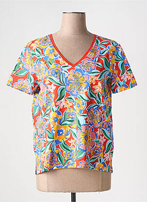 T-shirt coupe droite manches courtes orange LEO & UGO femme