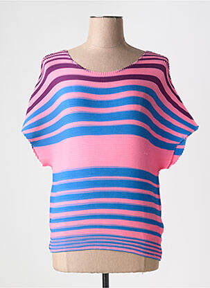 T-shirt stretch manches courtes rose LEO & UGO femme