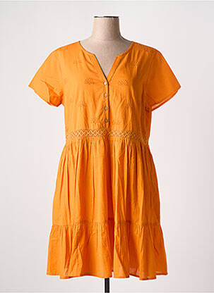 Robe mi-longue manches courtes manches courtes orange AGATHE & LOUISE femme