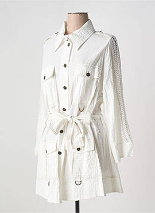 Robe courte manches longues manches longues blanc TRICOT CHIC femme