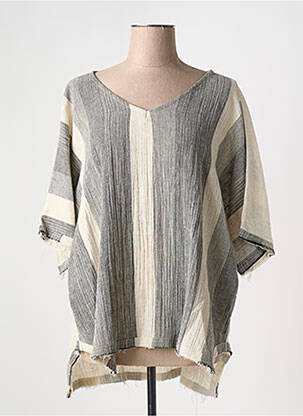 Blouse col v manches courtes gris OZAI N KU femme