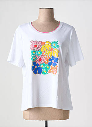 T-shirt sérigraphie avec strass manches courtes blanc LEO & UGO femme