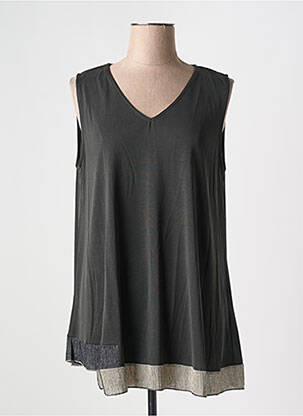 Top coupe fluide sans manche noir OZAI N KU femme