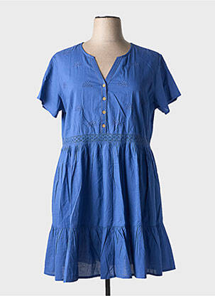 Robe mi-longue manches courtes manches courtes bleu AGATHE & LOUISE femme
