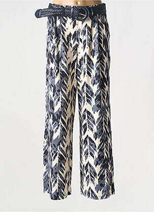 Pantalon droit stretch taille normale bleu K-DESIGN femme