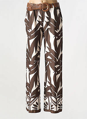 Pantalon droit stretch taille normale marron K-DESIGN femme