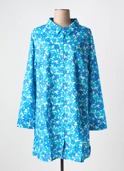 Tunique manches longues col chemisier bleu L'ATELIER D'ANNA femme
