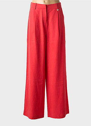 Pantalon large tissage popeline taille haute rouge LOLA CASADEMUNT femme