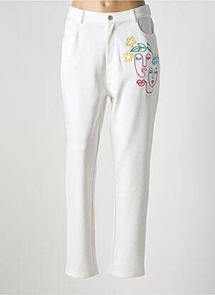 Pantalon slim taille élastique taille normale beige LEO & UGO femme