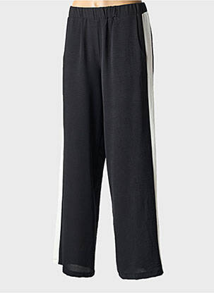 Pantalon droit tissage crêpe taille normale noir REVER MILE femme