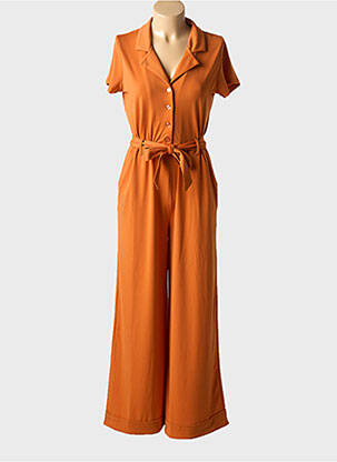 Combi-pantalon tissage crêpe manches courtes orange SURKANA femme