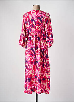 Robe longue imprimé fleurs manches 3/4 rose JULIE GUERLANDE femme