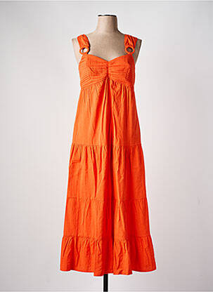 Robe longue coupe évasée fines bretelles orange C'EST BEAU LA VIE femme