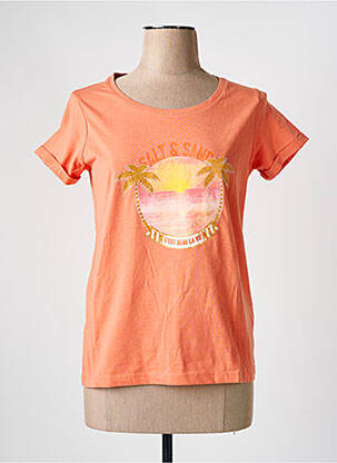T-shirt sérigraphie manches courtes orange C'EST BEAU LA VIE femme