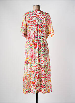 Robe longue imprimé fantaisie manches courtes rouge C'EST BEAU LA VIE femme