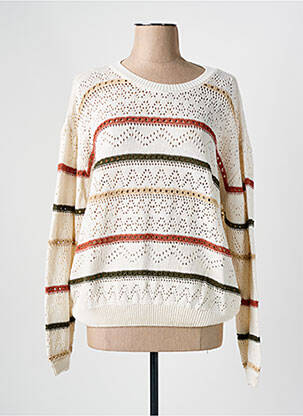 Pull maille ajourée manches longues beige JULIE GUERLANDE femme