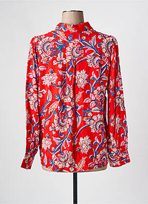 Blouse imprimé fleurs manches longues rouge C'EST BEAU LA VIE femme