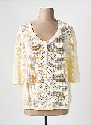 Pull maille ajourée manches 3/4 beige C'EST BEAU LA VIE femme