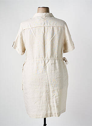 Robe mi-longue tissage crêpe manches courtes beige JULIE GUERLANDE femme