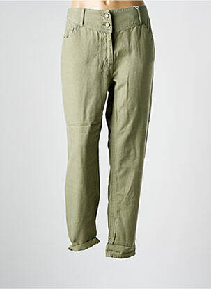 Jeans coupe droite stretch taille normale vert C'EST BEAU LA VIE femme