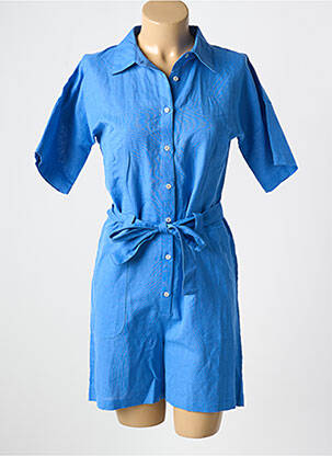 Combishort tissage crêpe manches courtes bleu C'EST BEAU LA VIE femme