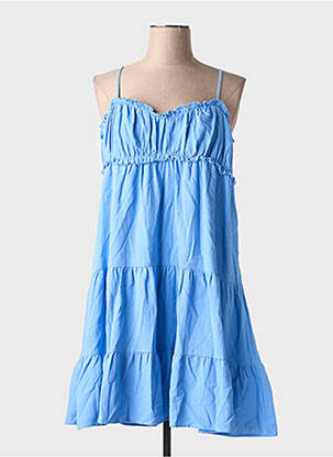 Robe mi-longue coupe évasée fines bretelles bleu LE DRESSING DE CLOE femme