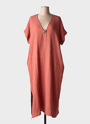 Robe longue manches courtes manches courtes orange ALLEN & JO femme