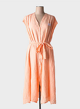 Robe mi-longue manches courtes manches courtes orange GINETTE MIAMI femme