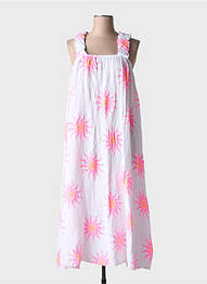 Robe mi-longue imprimé fantaisie sans manche rose BELLAVIE femme