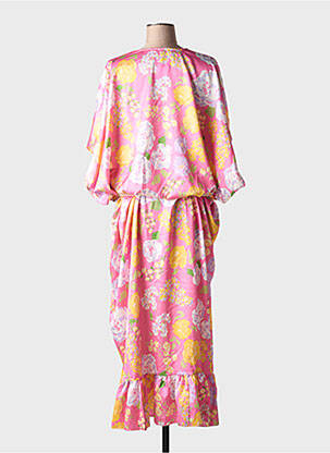 Robe longue manches courtes manches courtes rose GINETTE MIAMI femme