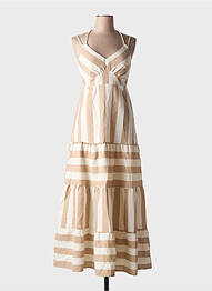 Robe mi-longue sans manche sans manche beige SEASON femme