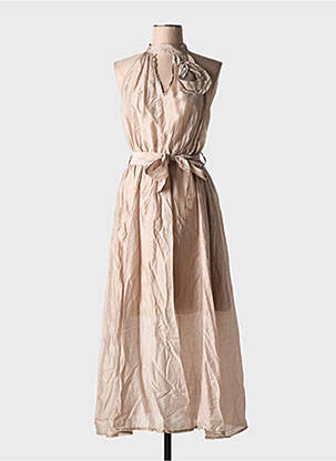 Robe longue sans manche sans manche marron LUMINE femme