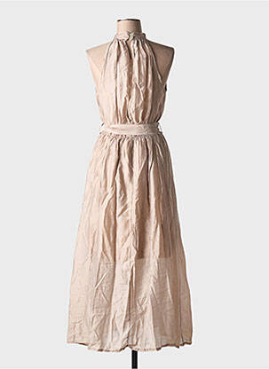 Robe longue sans manche sans manche marron LUMINE femme