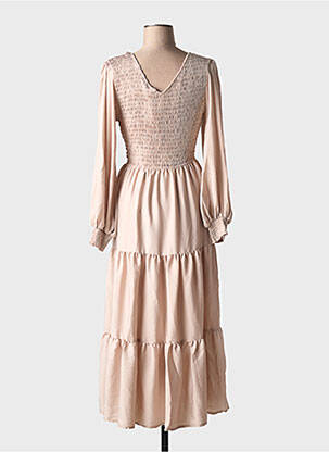 Robe longue manches longues manches longues beige ELLI WHITE femme