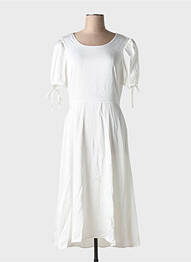 Robe mi-longue fermeture zippée au dos manches courtes blanc ELLI WHITE femme