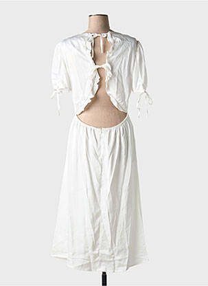 Robe mi-longue fermeture zippée au dos manches courtes blanc ELLI WHITE femme
