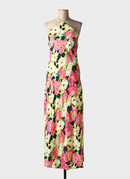 Robe mi-longue imprimé fleurs sans manche rose COPPEROSE femme