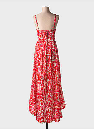 Robe longue manches bretelles ajustables fines bretelles rouge FLAMANT ROSE femme