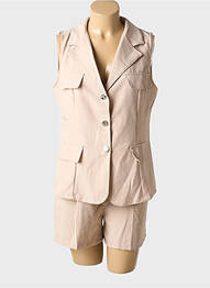 Ensemble pantalon fermeture boutonnée sur le devant beige ALLYSON femme