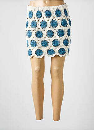 Jupe courte coupe droite bleu OUI femme