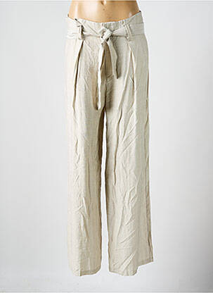 Pantalon droit tissage popeline taille normale beige KOOL LOOK femme