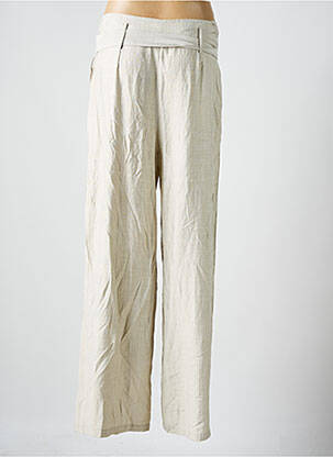 Pantalon droit tissage popeline taille normale beige KOOL LOOK femme