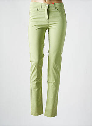 Pantalon slim tissage popeline taille normale vert JOCAVI femme