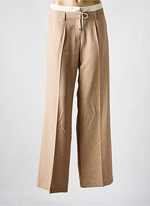 Pantalon flare taille élastique beige ANNA MONTANA femme